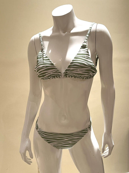 SANCTUARY 3Pc Swimsuit Green Zebra Print Women’s Sz M Bikini