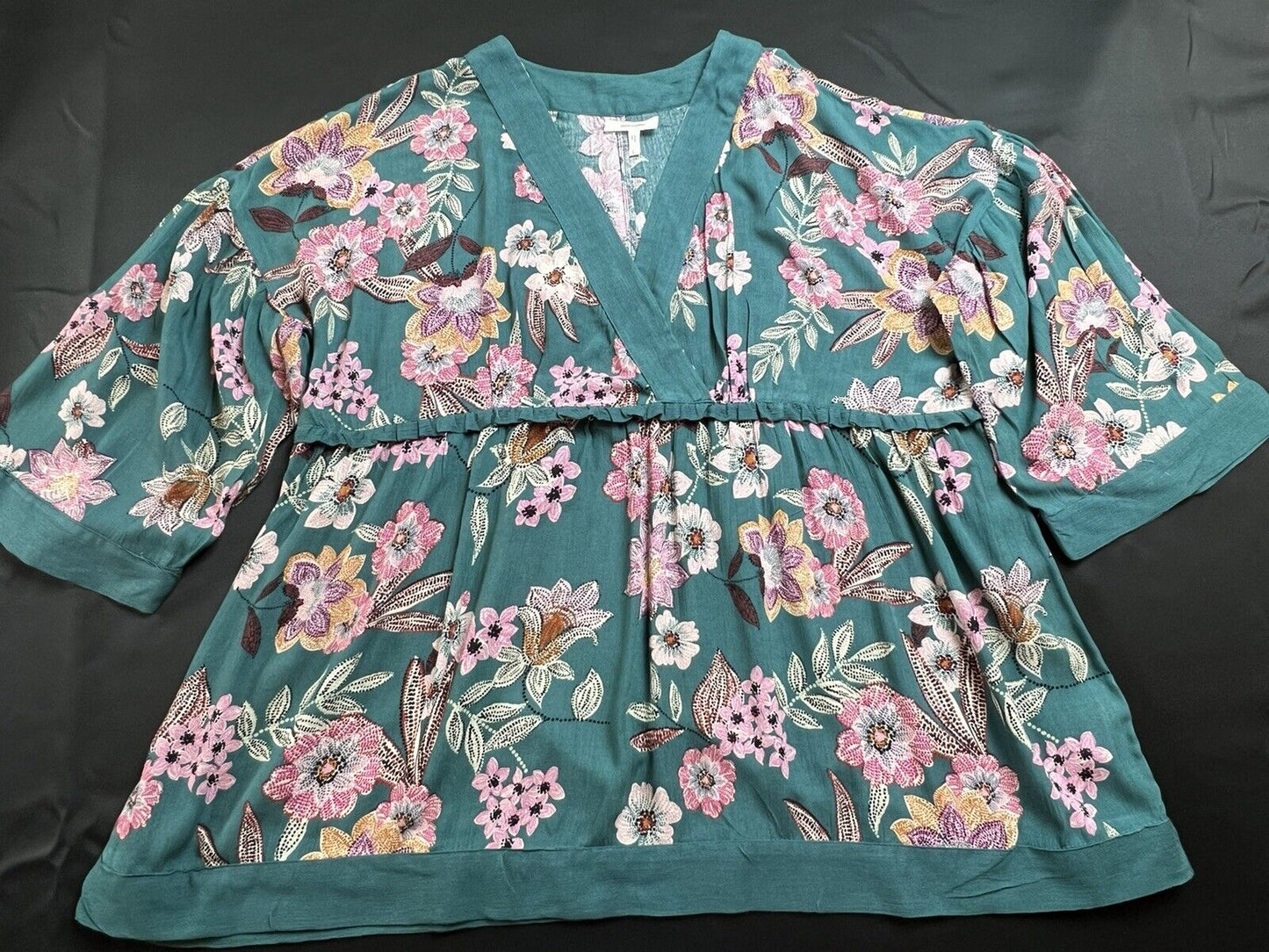 MAURICES Women's BLOUSE shirt top Sz L Floral Green