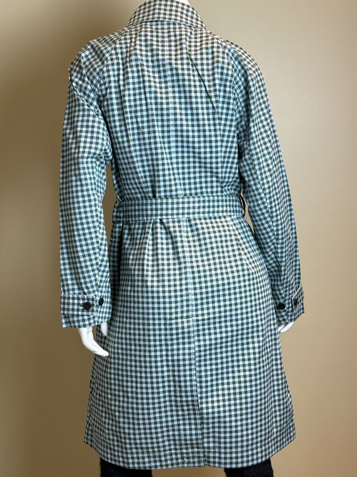 FREE ASSEMBLY Women's Plaid Green/white Trench Coat Size L - (67)