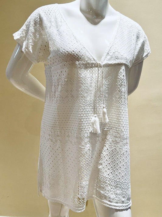 Alexa & Stella Mesh White Beach Pool Cover-up Womens Size L