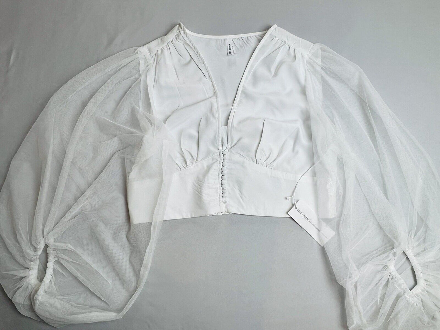 Live 4 Truth Women’s Top White Long Mesh Balloon Sleeve Shirt Sz 1X Blouse