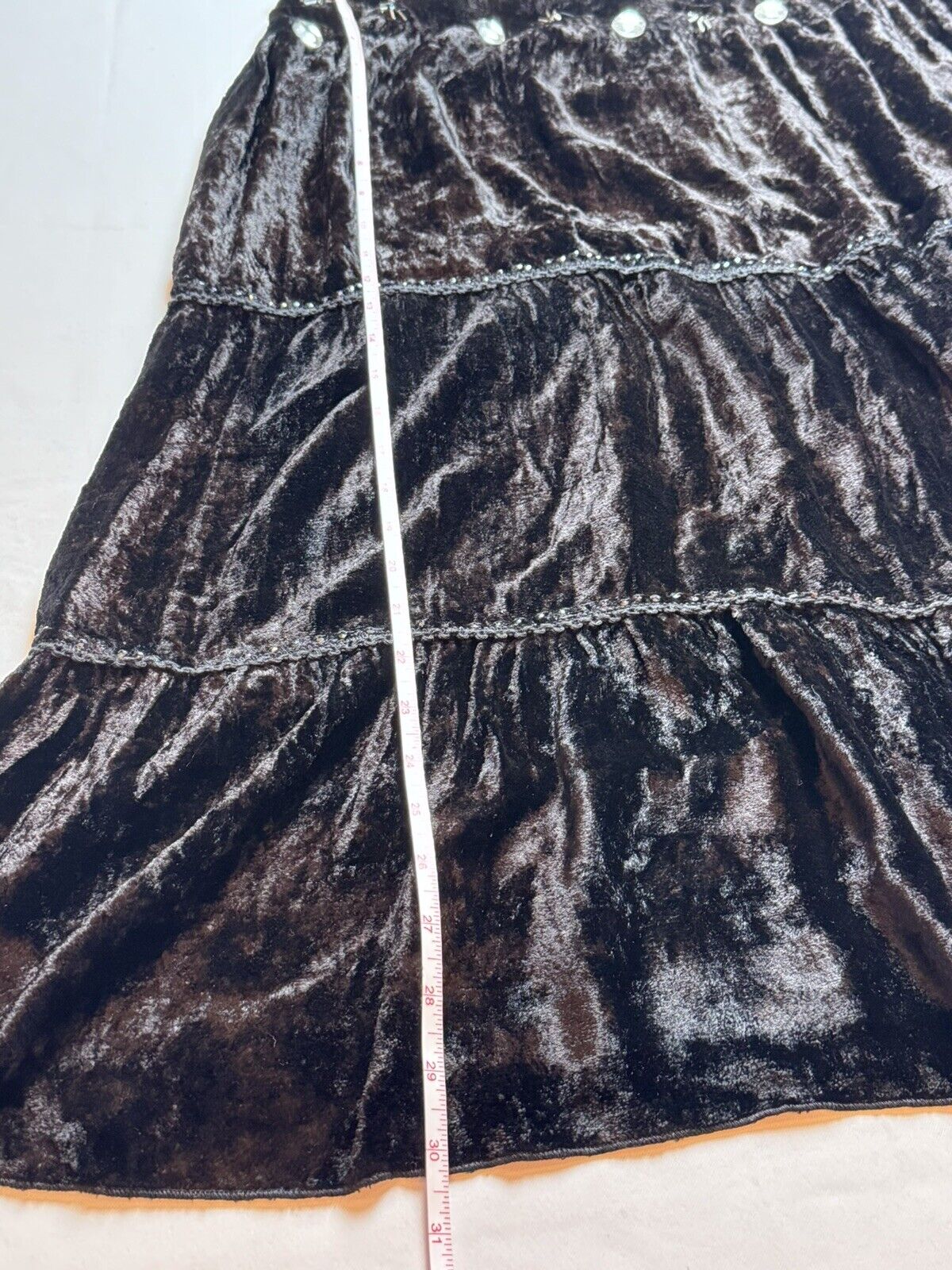 Temptation Long Boho Black Skirt W/Rhinestone Sz XL  (56)