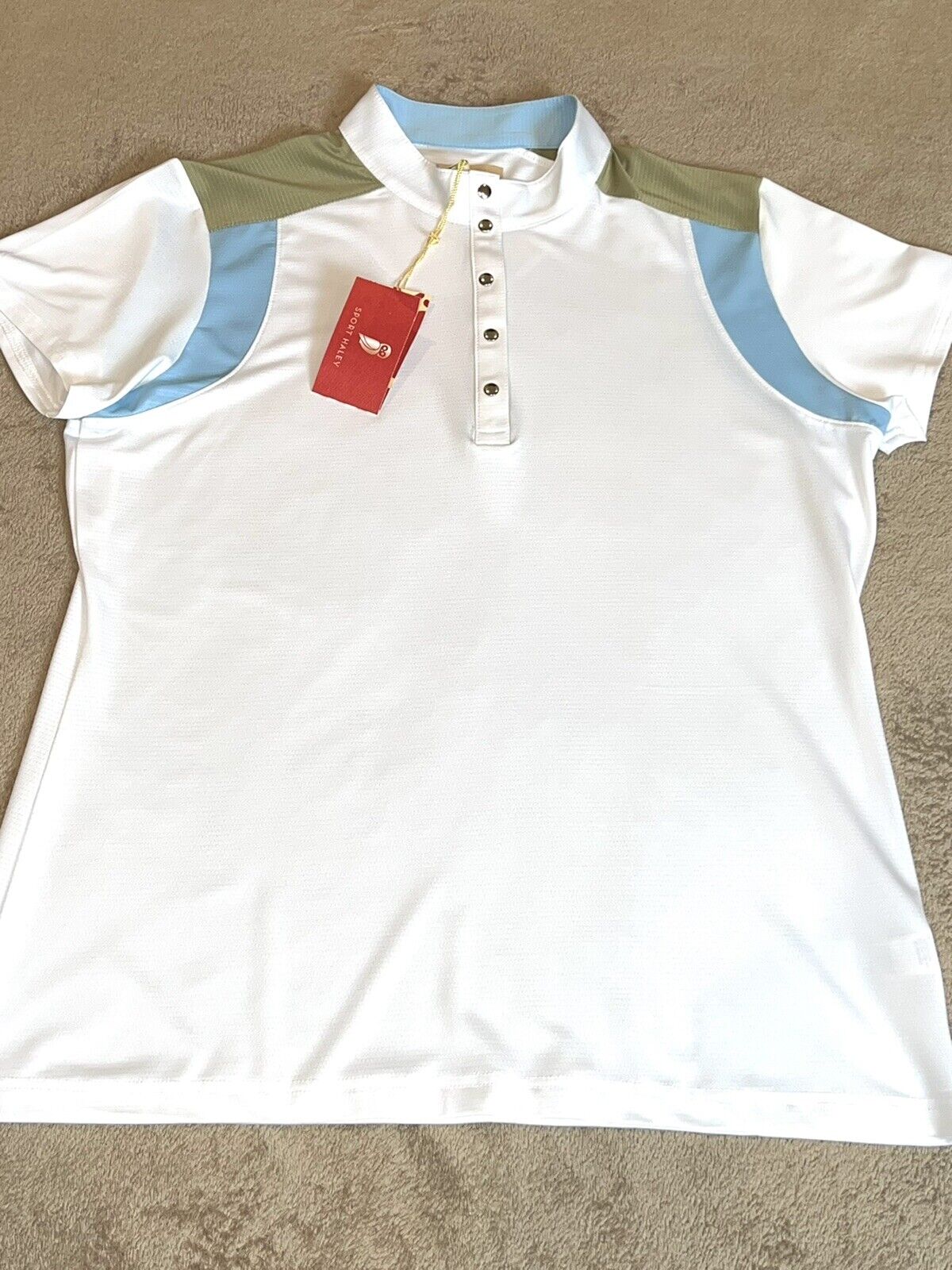 Sport Haley Women's Top Golf Polo Shirt White Sz L