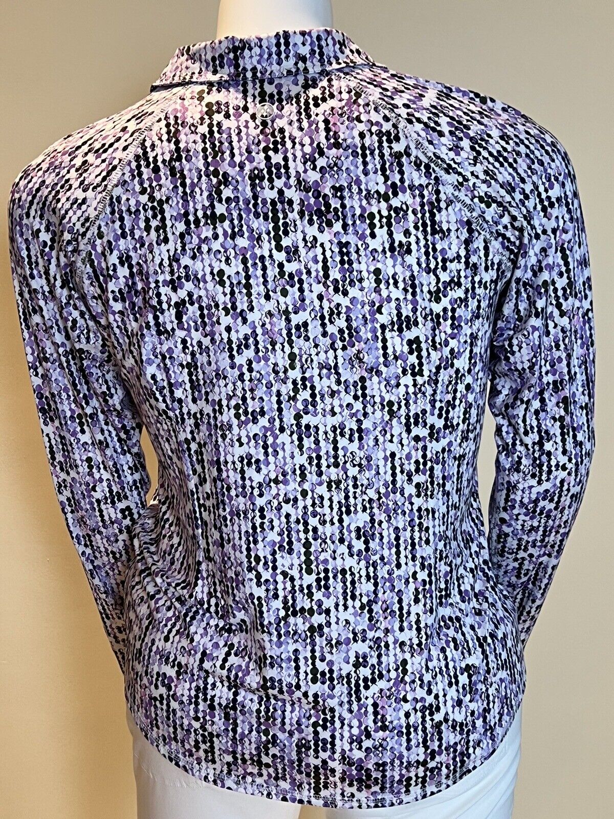 JoFit Women’s Long Sleeve Collared Pullover Purple Dots Pattern Size XL (11)