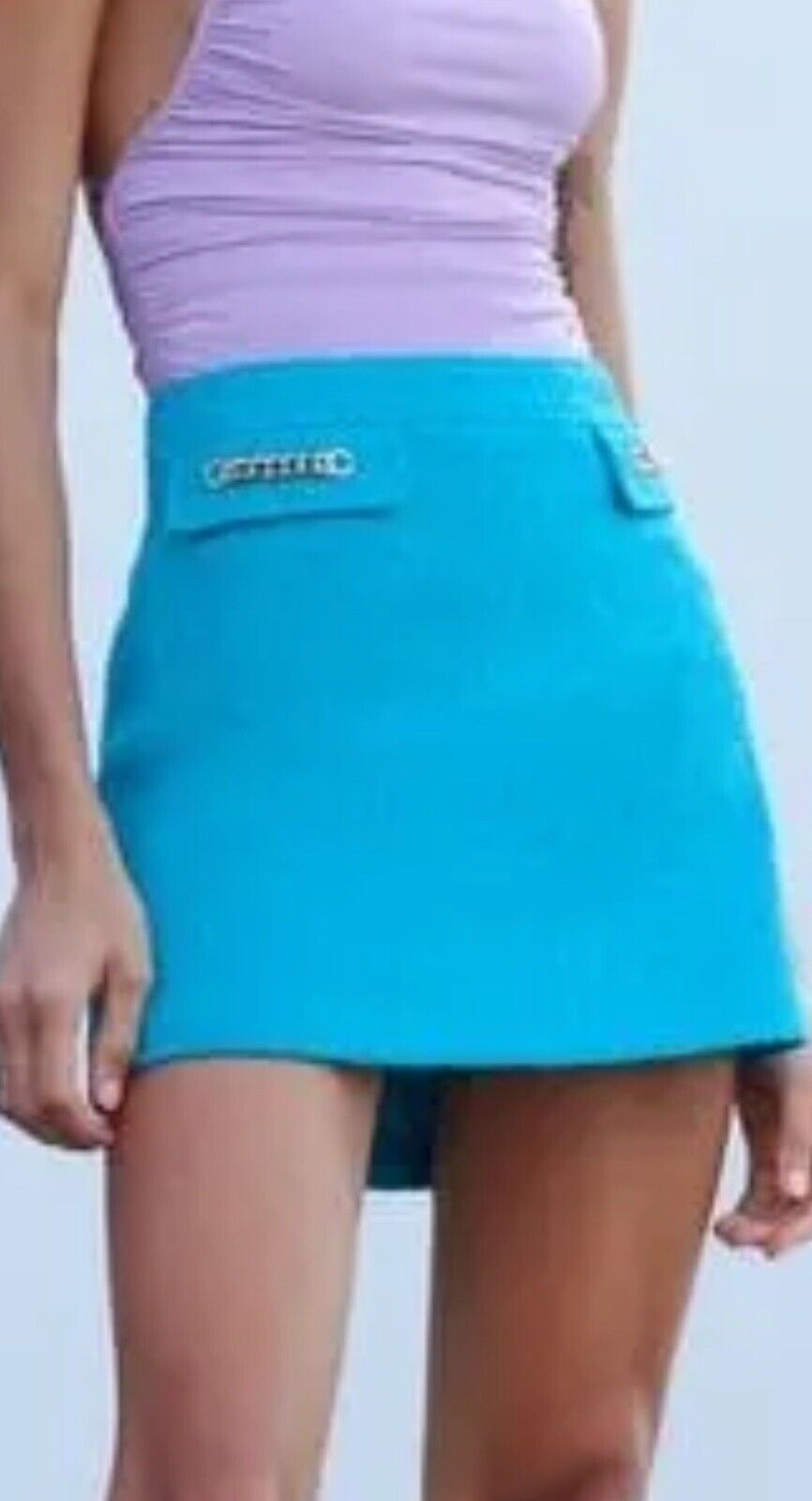 Zara Chain Trim Mini Skirt Turquoise Size 2XL. (76)