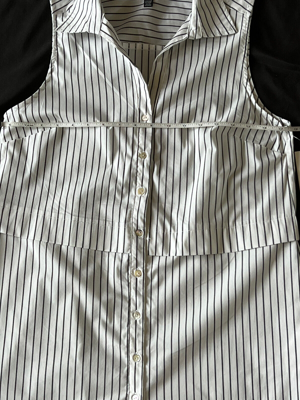 Ellen Tracy Women's Striped Sleeveless White Long Shirt Sz M