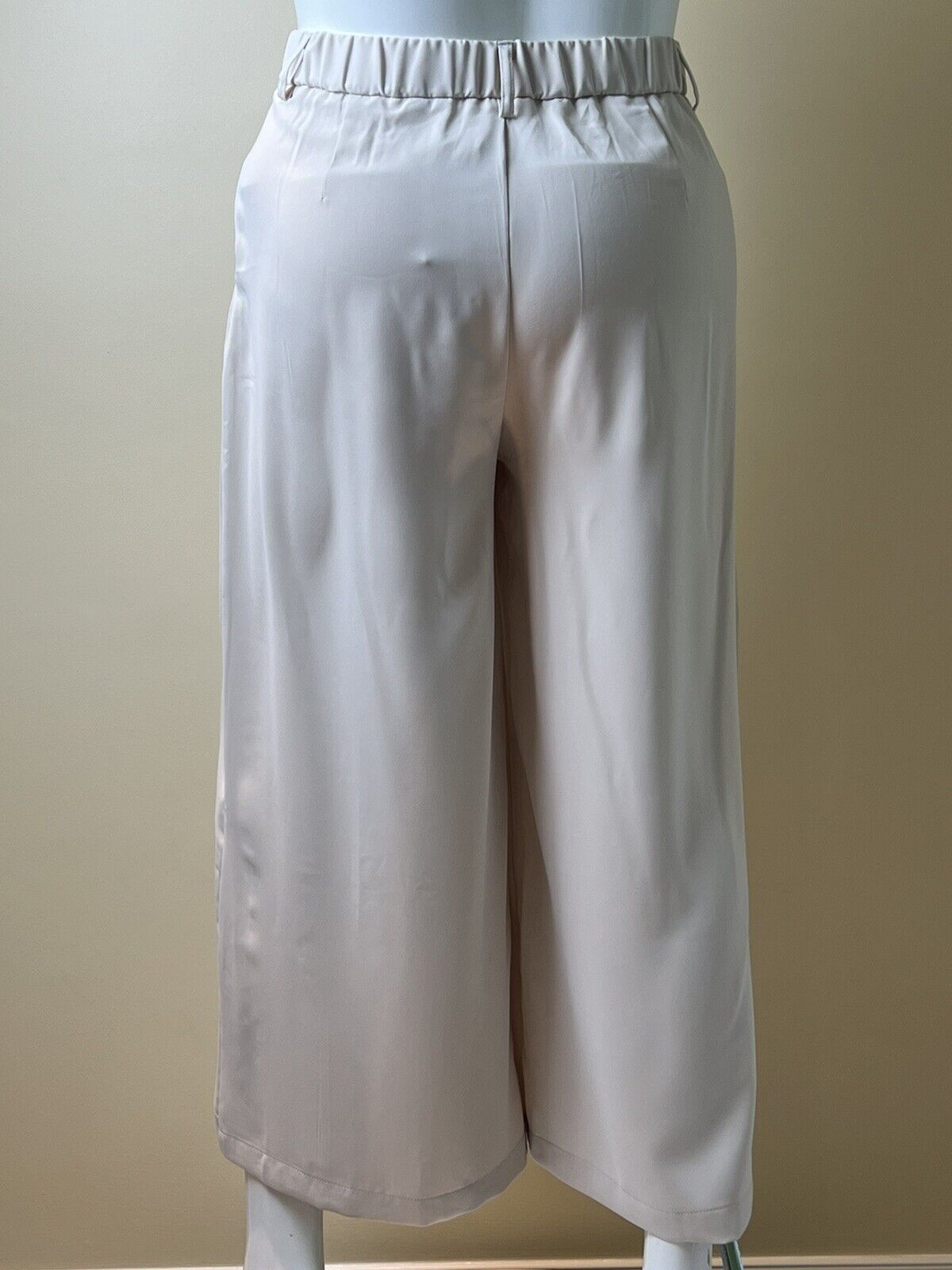 Tronjori Women High Waist Casual Wide Leg Palazzo Pants Trousers Sz L