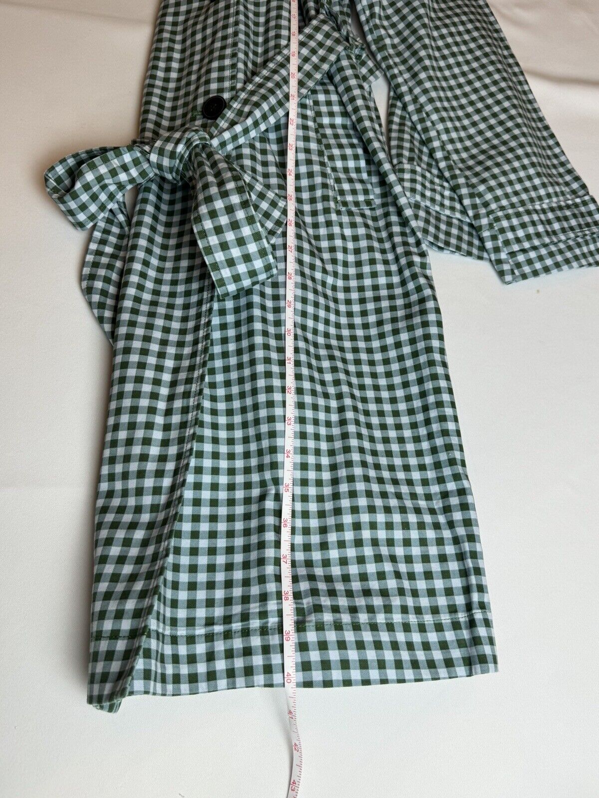 FREE ASSEMBLY Women's Plaid Green/white Trench Coat Size L - (67)