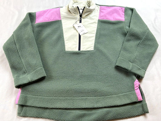 Free Assembly Women’s Sweater Green with Pink Sz L