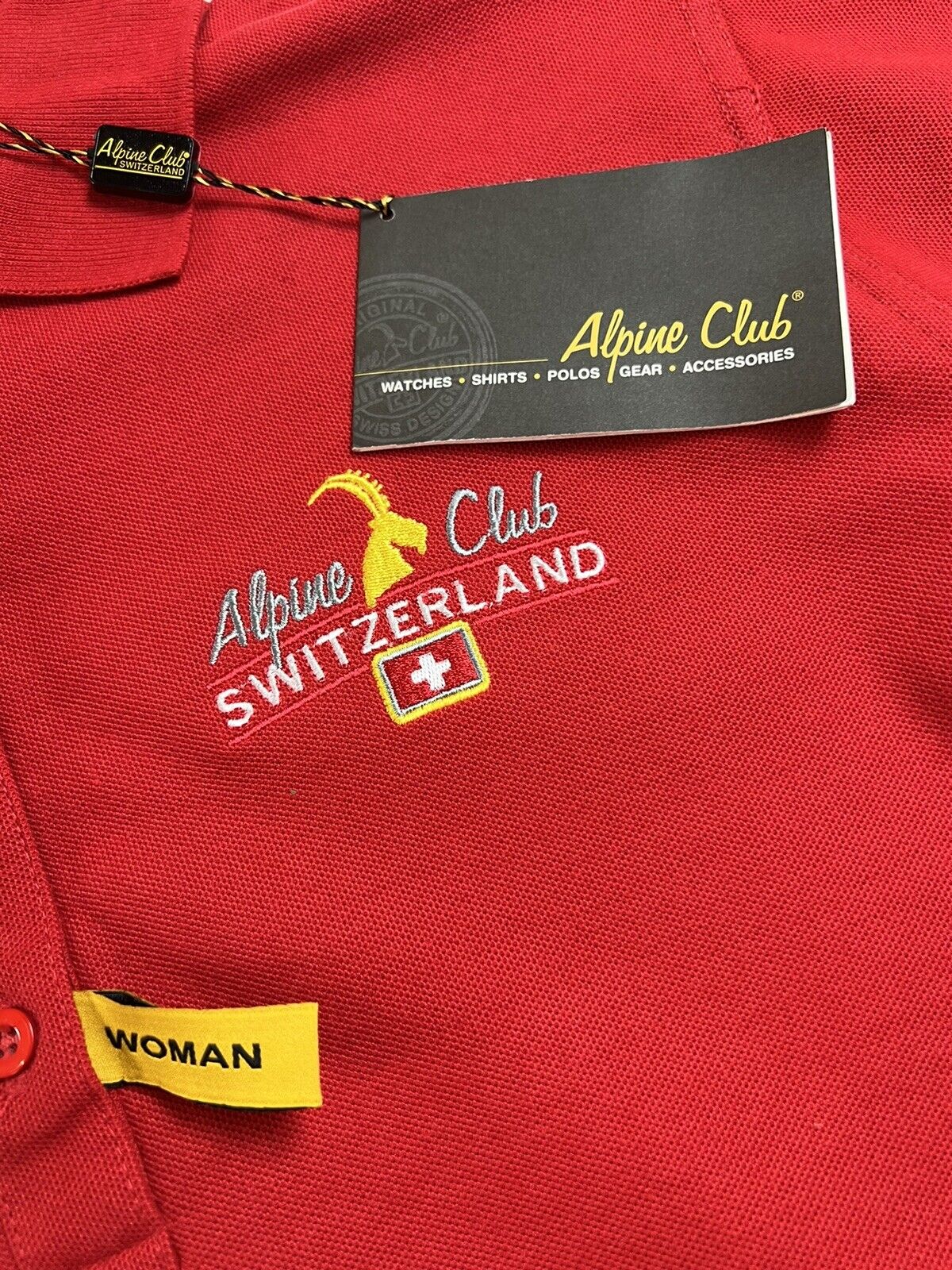 Alpine Club Switzerland Women’s Red Golf Short Sleeve Shirt Sz 2X