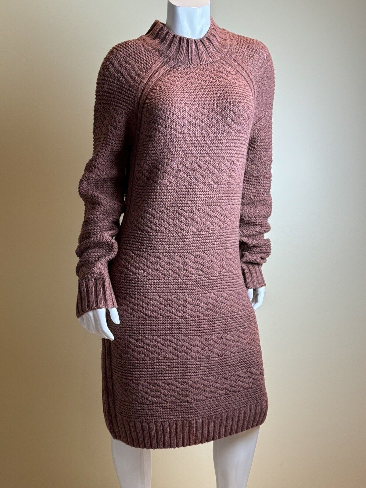 Prana Sweater Dress Organic Cotton Knit Brown Sz L bodycon.  (74)