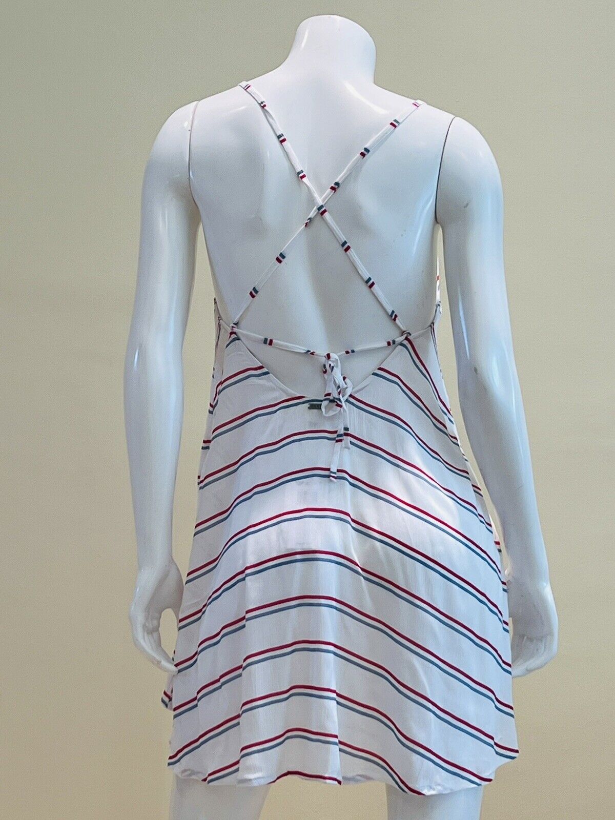 Roxy WHITE stripes blue red Cover-up Dress Sz S