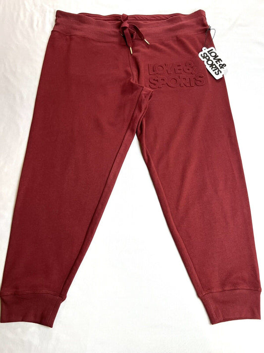 LOVE & SPORTS Women's Sweatpants Jogger Sz 2XL Marron Red