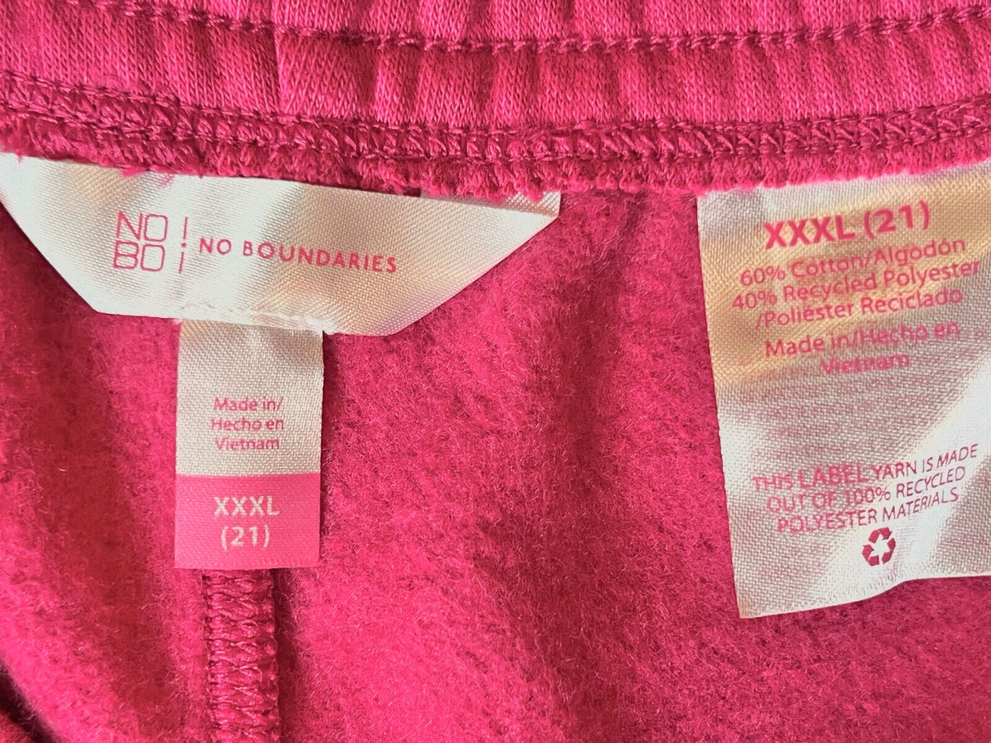 No Boundaries Women’s Wide Leg Fleece Pants Pink Fuchsia Size 3XL