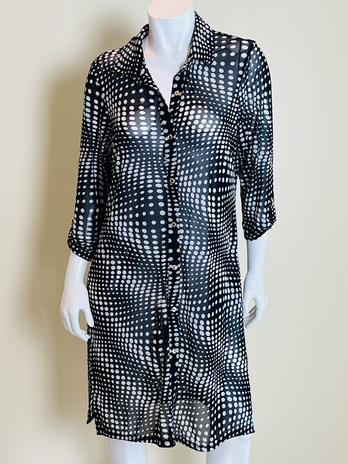 Joie de Vivre Women's Black Dress White dots printed Size M