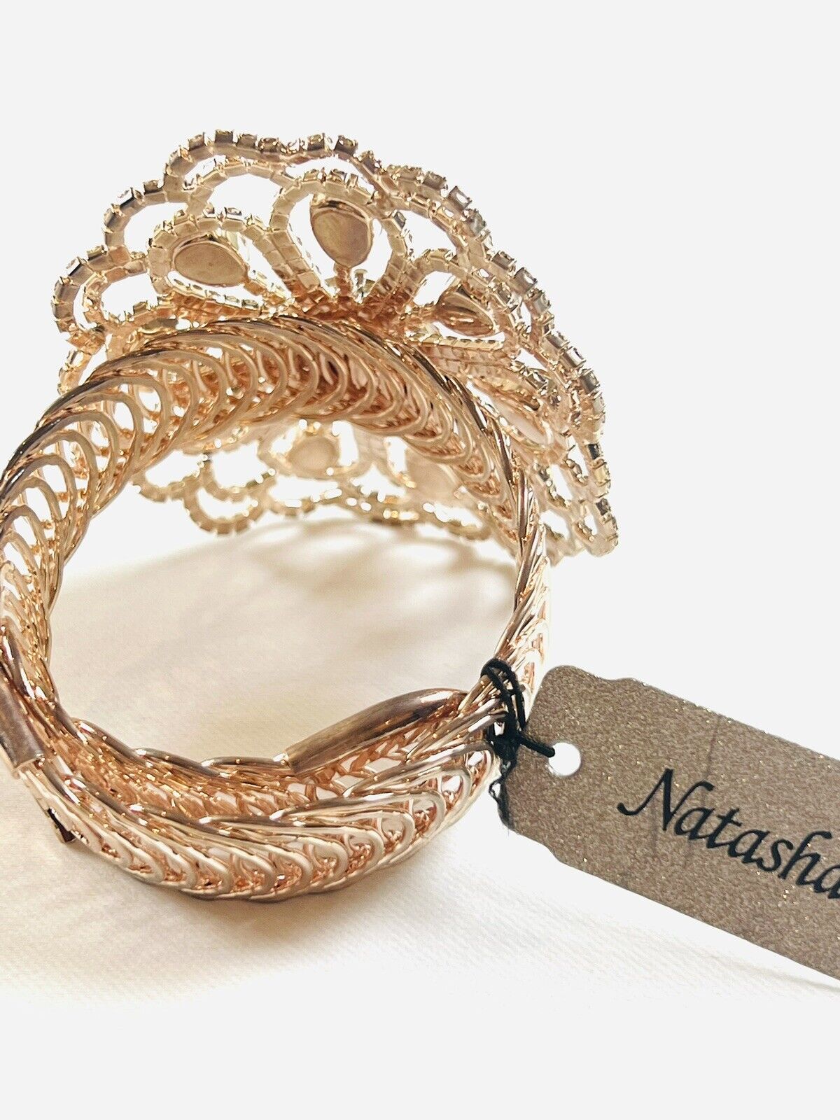 Natasha Cuff Bracelet Gold Tone Rhinestone Flower