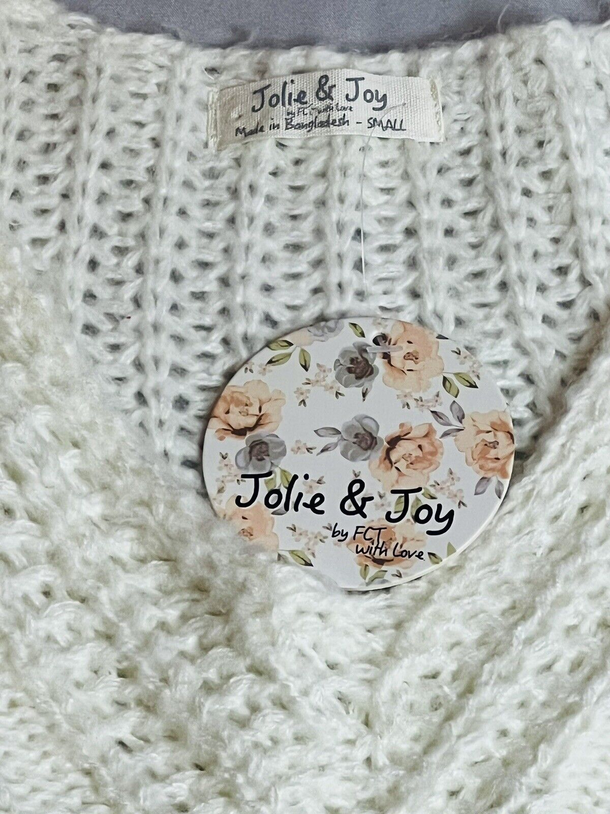 Jolie & Joy Women’s Ivory Knit sweater Sz S NWT