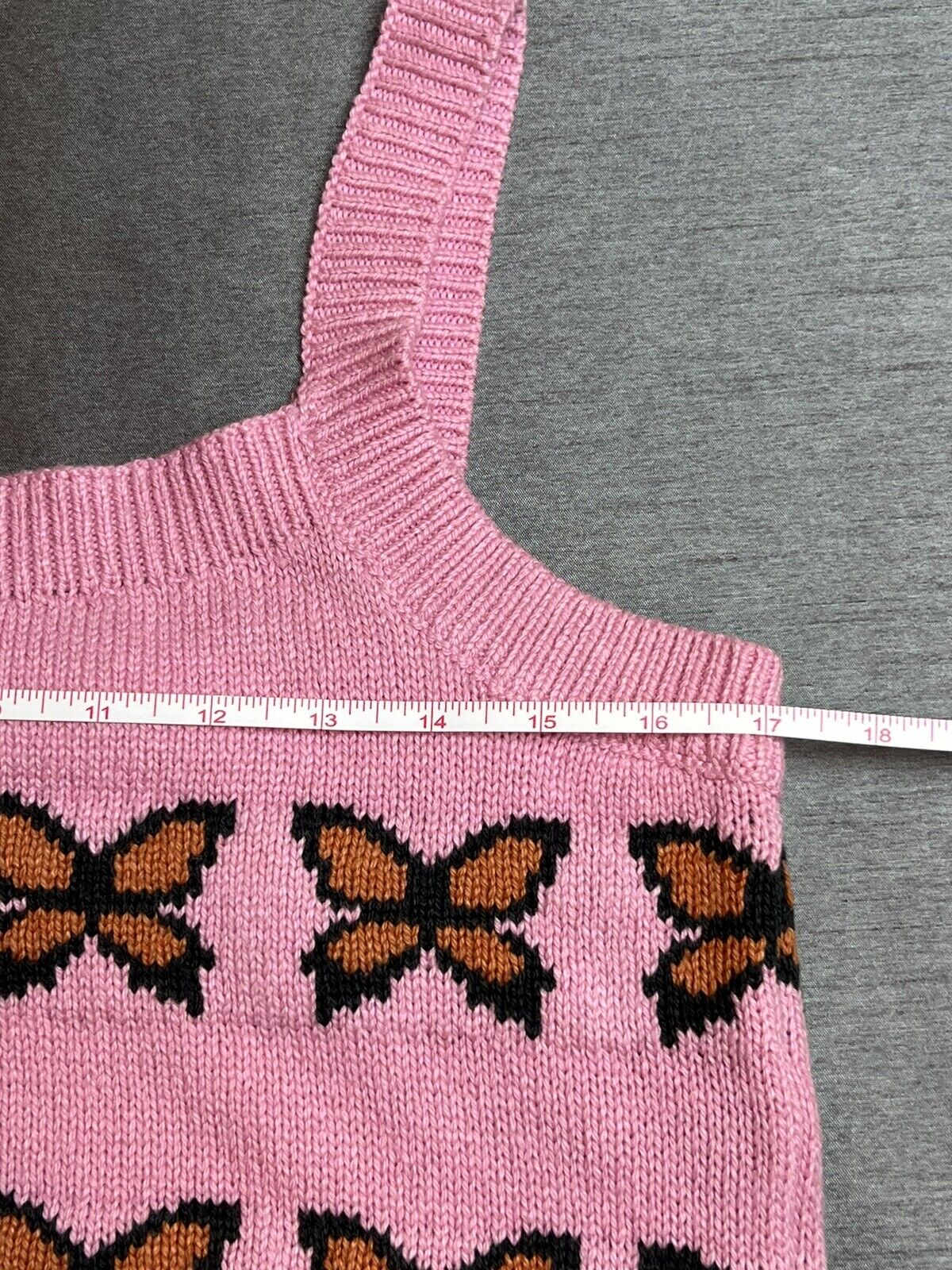 Levi’s Pink Butterflies Knit Crop Sweater Tank Womens Sz L