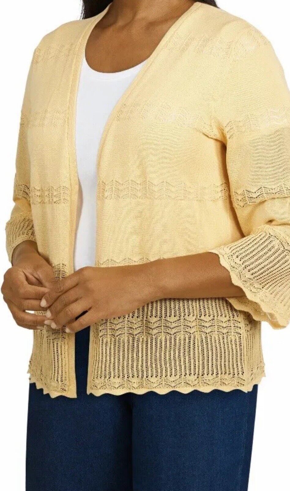 Alfred Dunner CLASSICS Yellow Cardigan Sweater Size PS