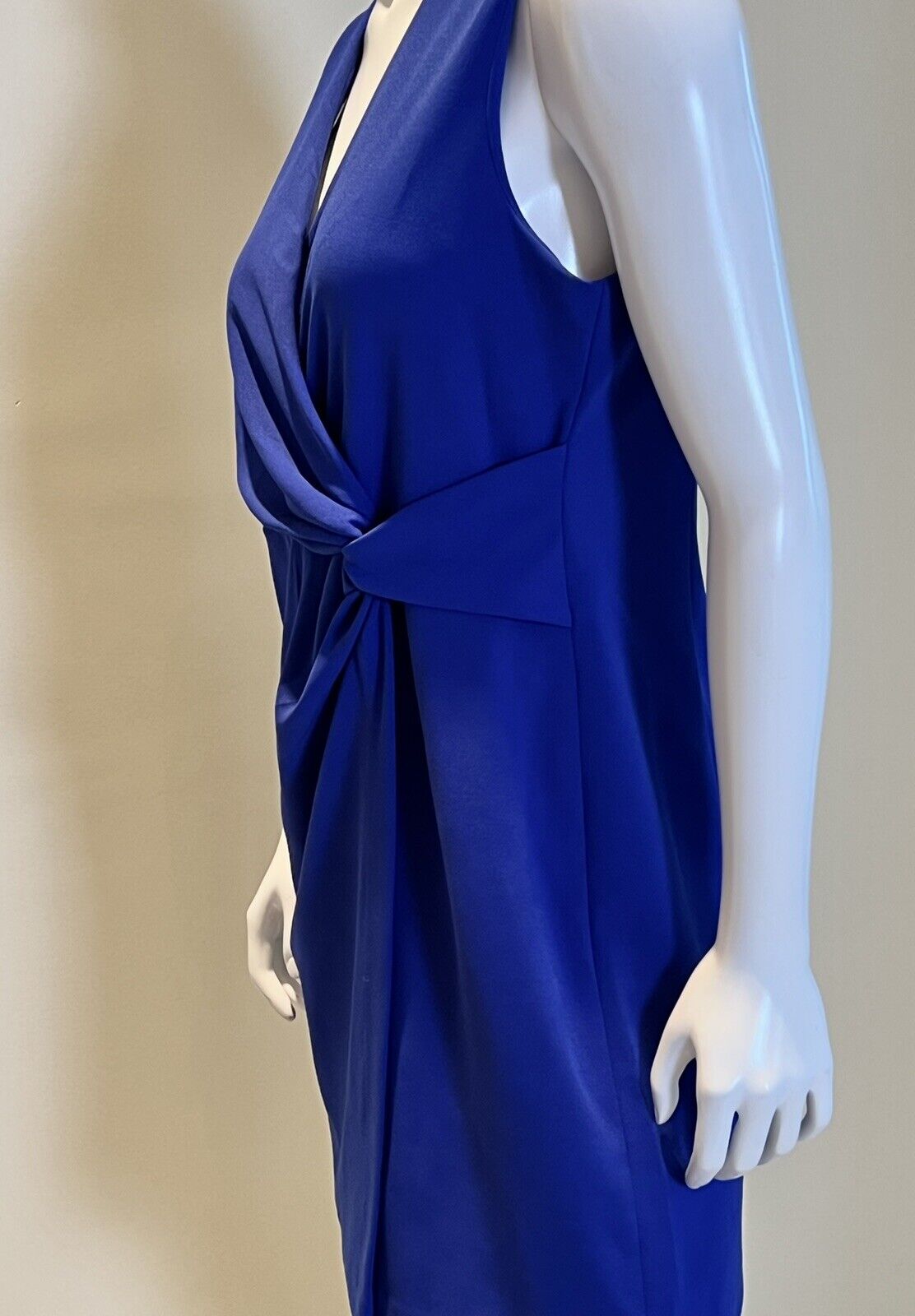 DKNY Women’s Cobalt Blue Sleeveless Knee Length Twist Front Dress Size 12