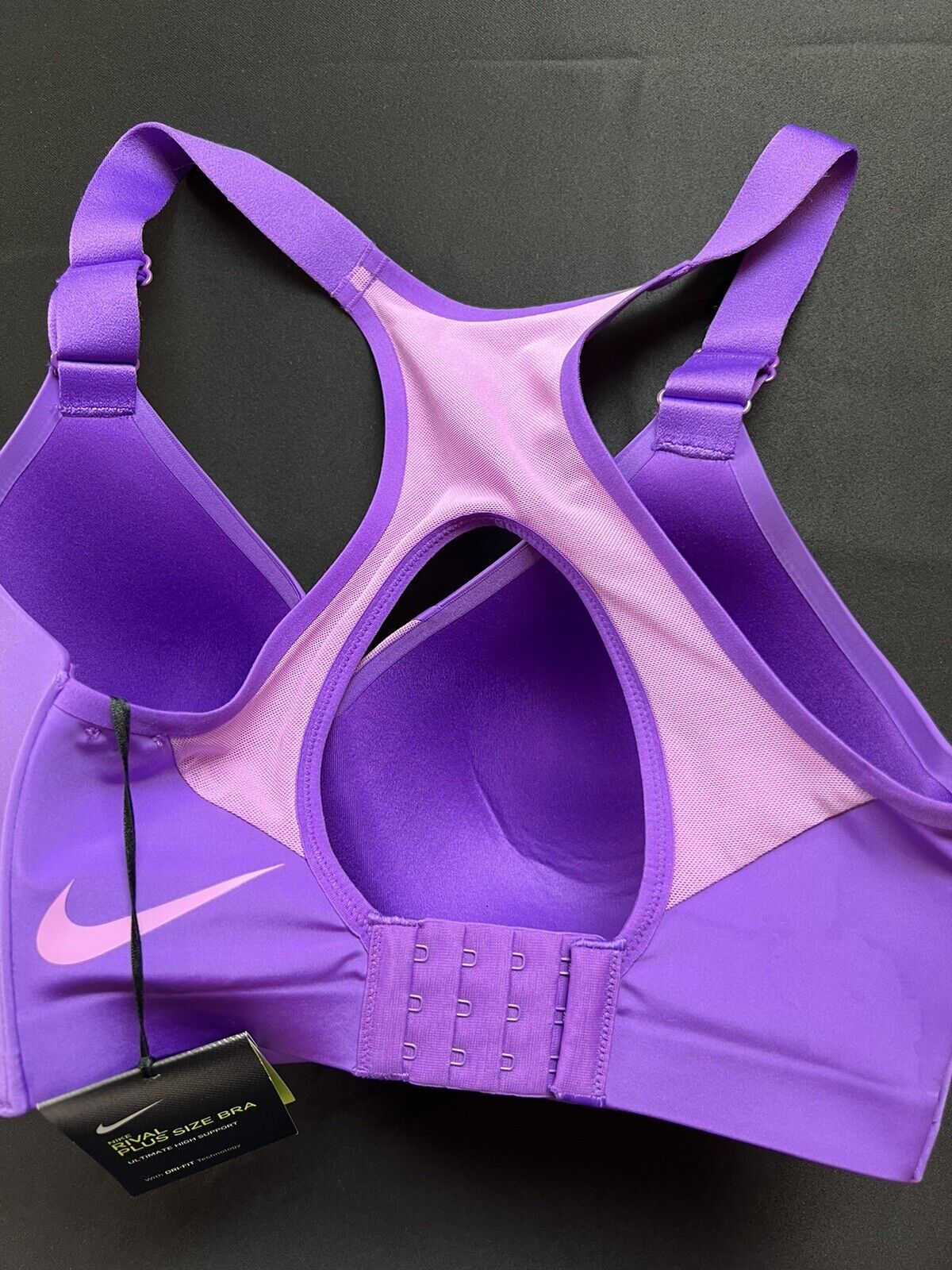 Women's NIKE Rival Plus Size Padded Sports Bra! Sz 32G High Support $65~ Purple