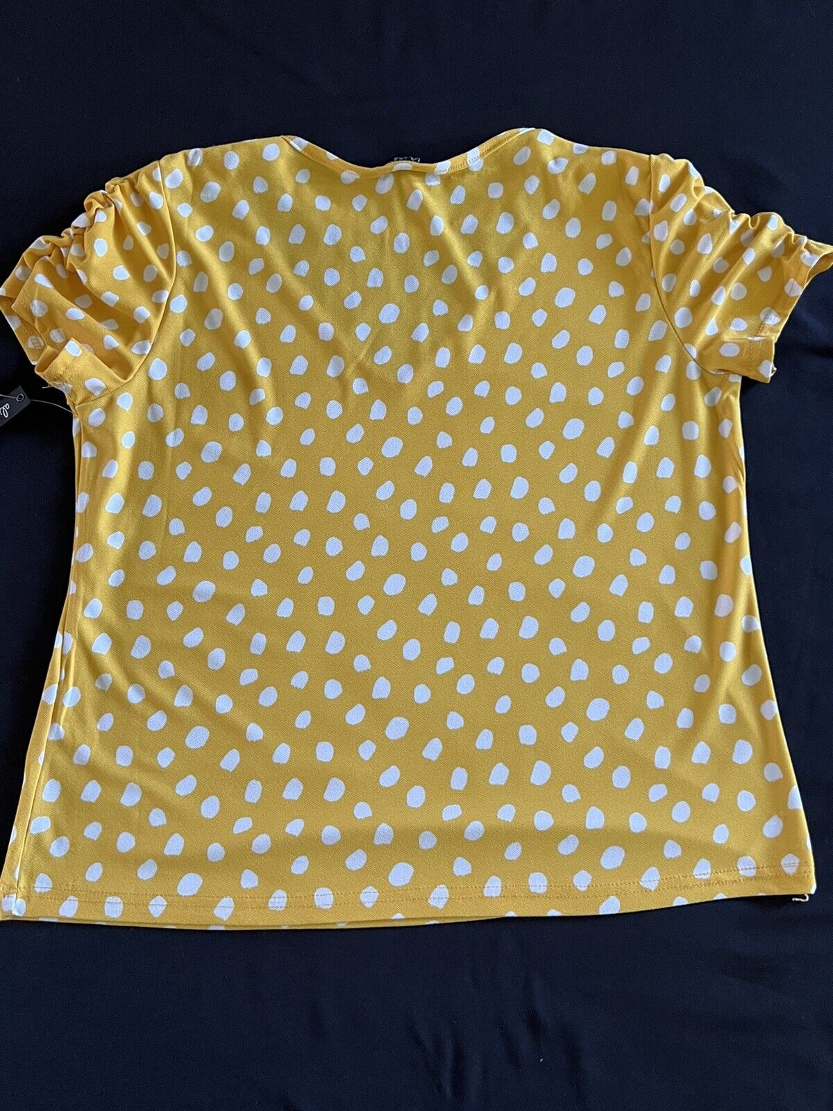 Alison Andrews Women’s Yellow Polkas Dot Short Sleeve Blouse Sz L