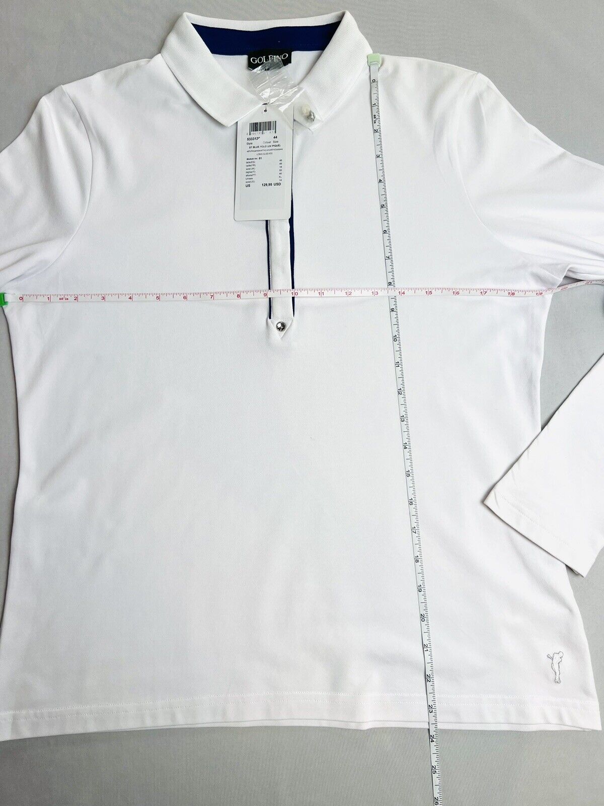 GOLFINO Women's Golf Shirt Long Sleeve White Size 14