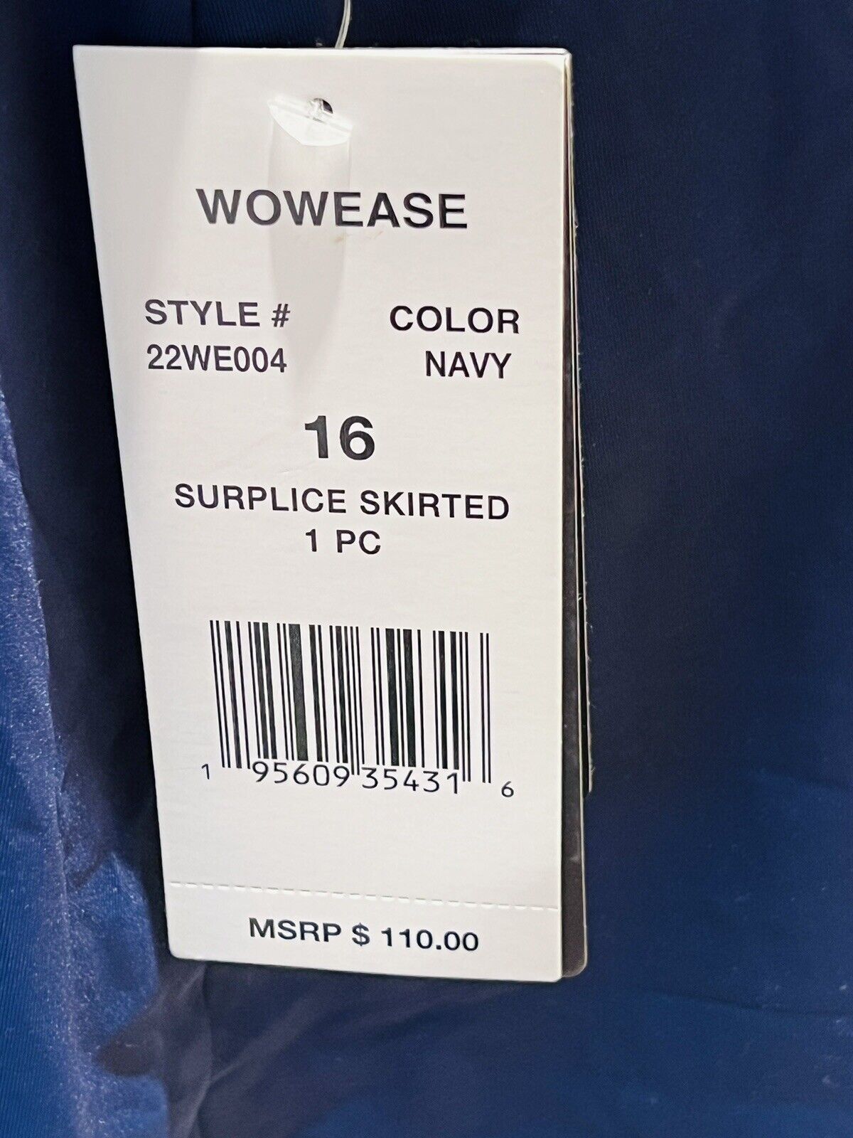 WowEase Women’s One Pc Skirt Bathing Suit Sz 16 Navy Swim dress