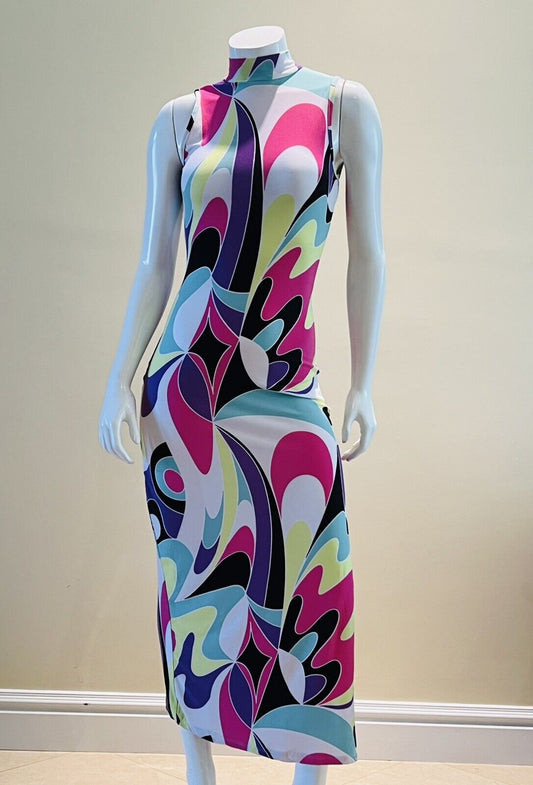 BFamous bodycon Long Dress Sz M Multicolor