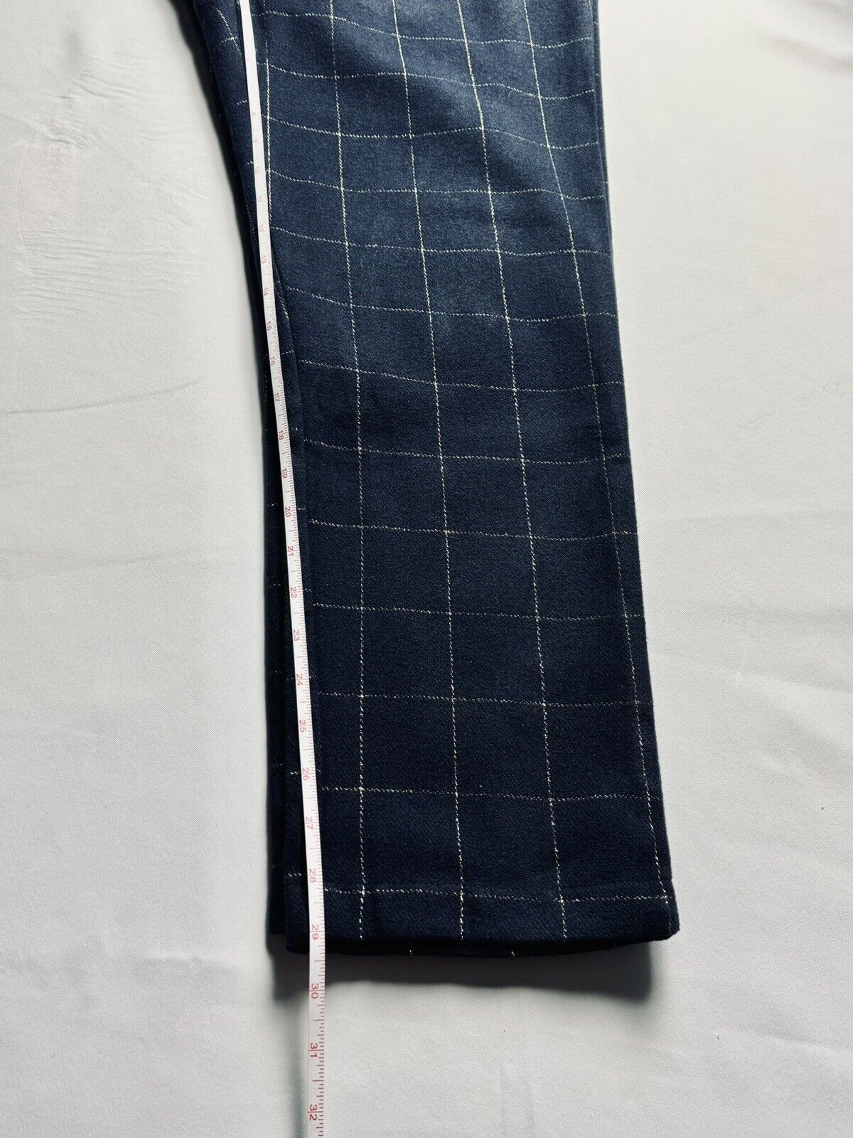 Draper James RSVP Navy/Gold Lined Plaid Knit Poly/Wool Dress Pants Size 12  (54)