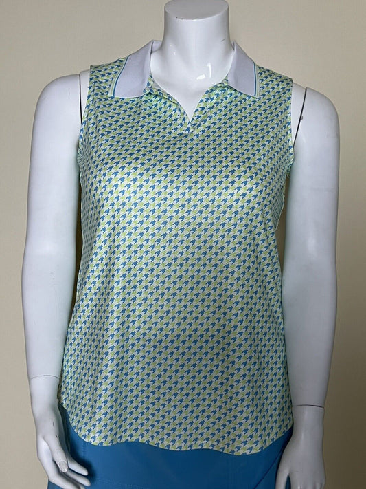 JOFIT Women's Golf Polo Shirt/Top Size L White/w Green  —(18)