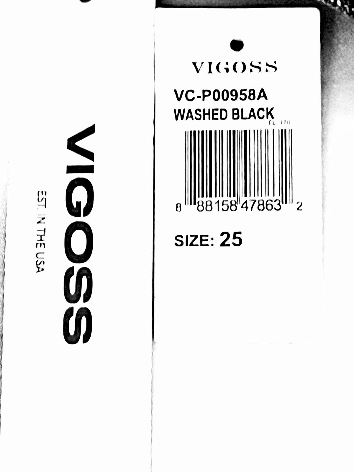 Vigoss Women's Black Stretch Jeans Straight High Rise Size 25