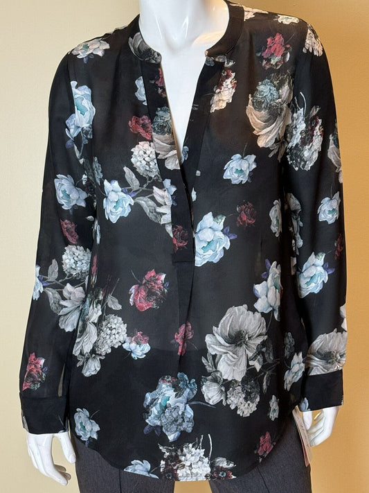 Marciano Sheer Floral long sleeve Cover top Silk Size S. (02)