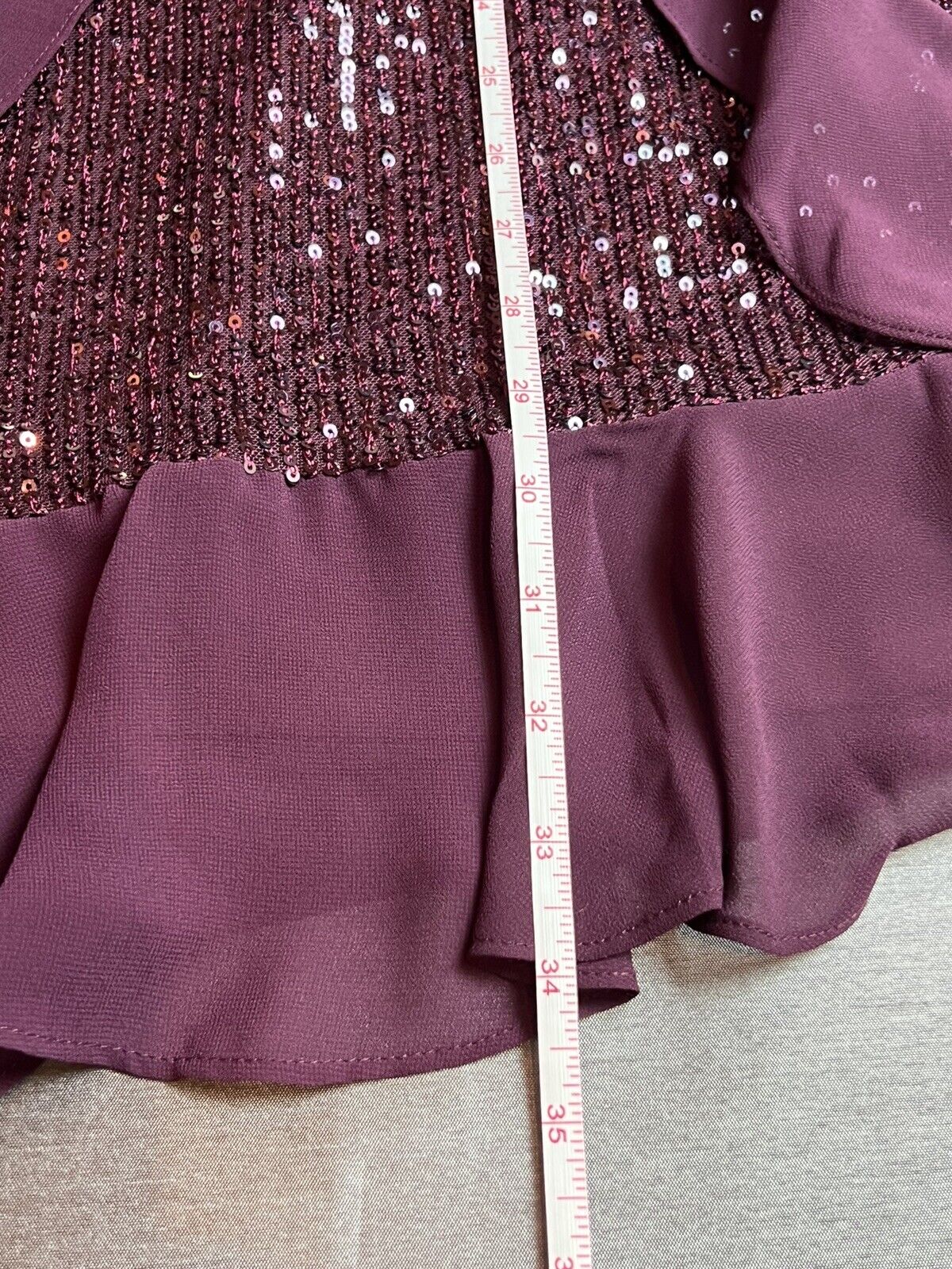 BCBG Women's Sequined Cocktail Dress Plum Burgundy Sz M $298 Retail