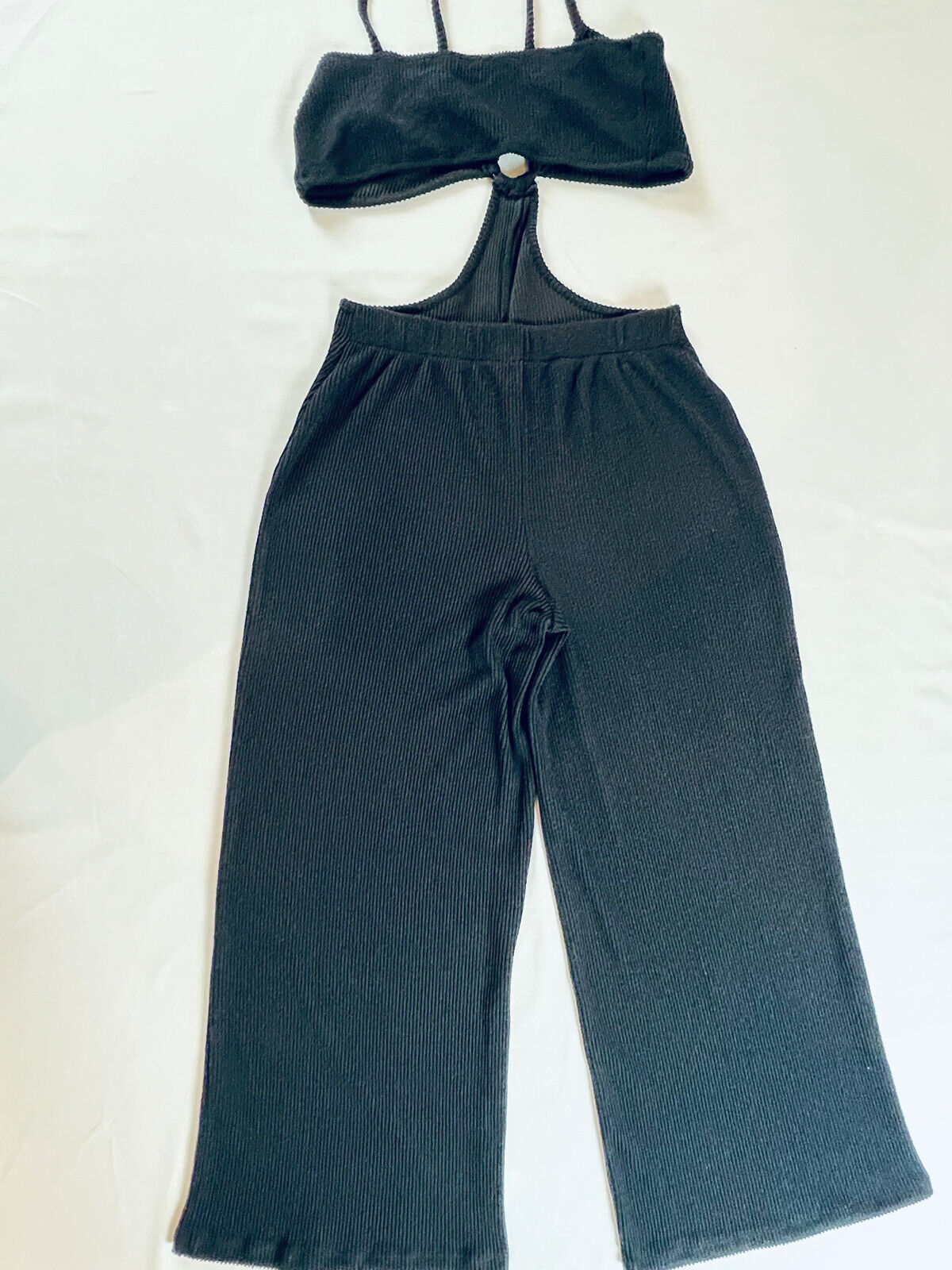 Almost Famous Women's Knit Black Jumpsuit Top,Pants Sz XL