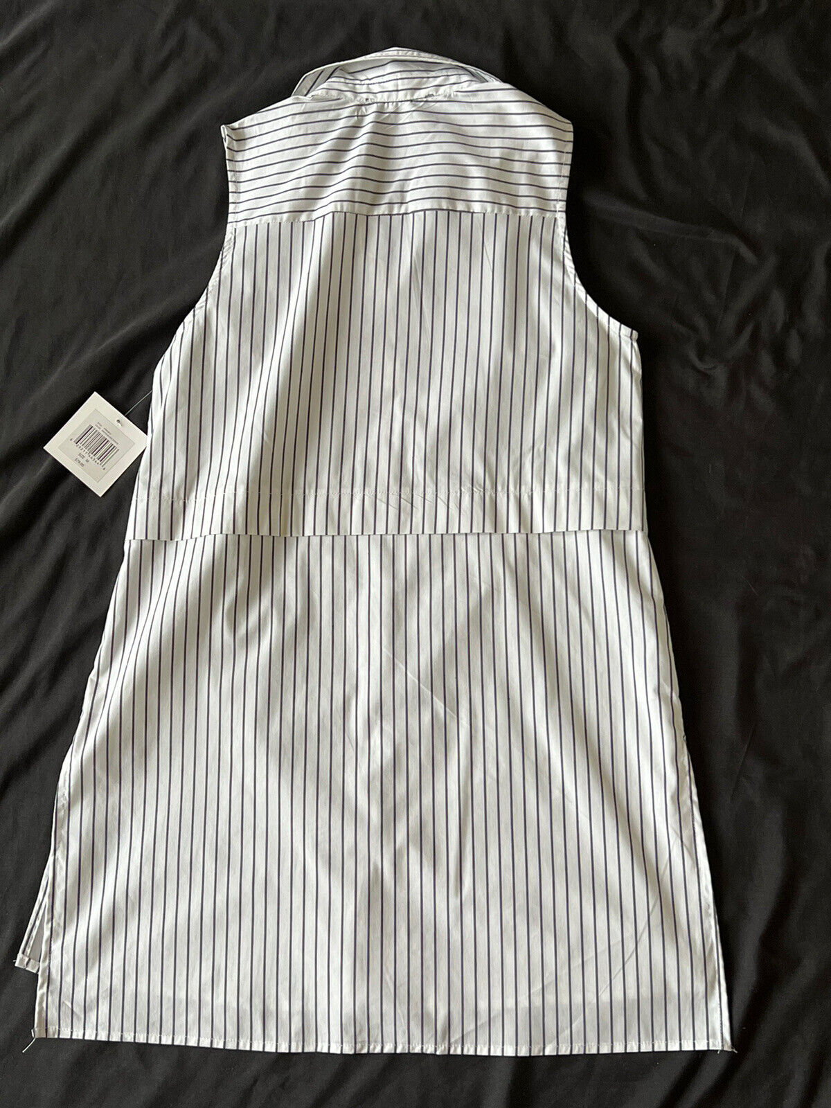 Ellen Tracy Women's Striped Sleeveless White Long Shirt Sz M