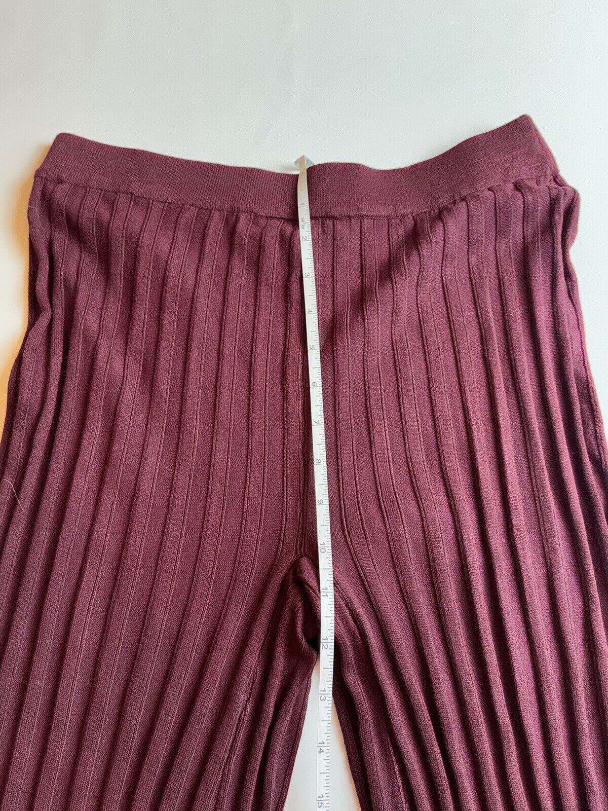 House of Harlow 1960 Wide Leg Ribbed Knit Trouser Pants Size S Maroon (75)