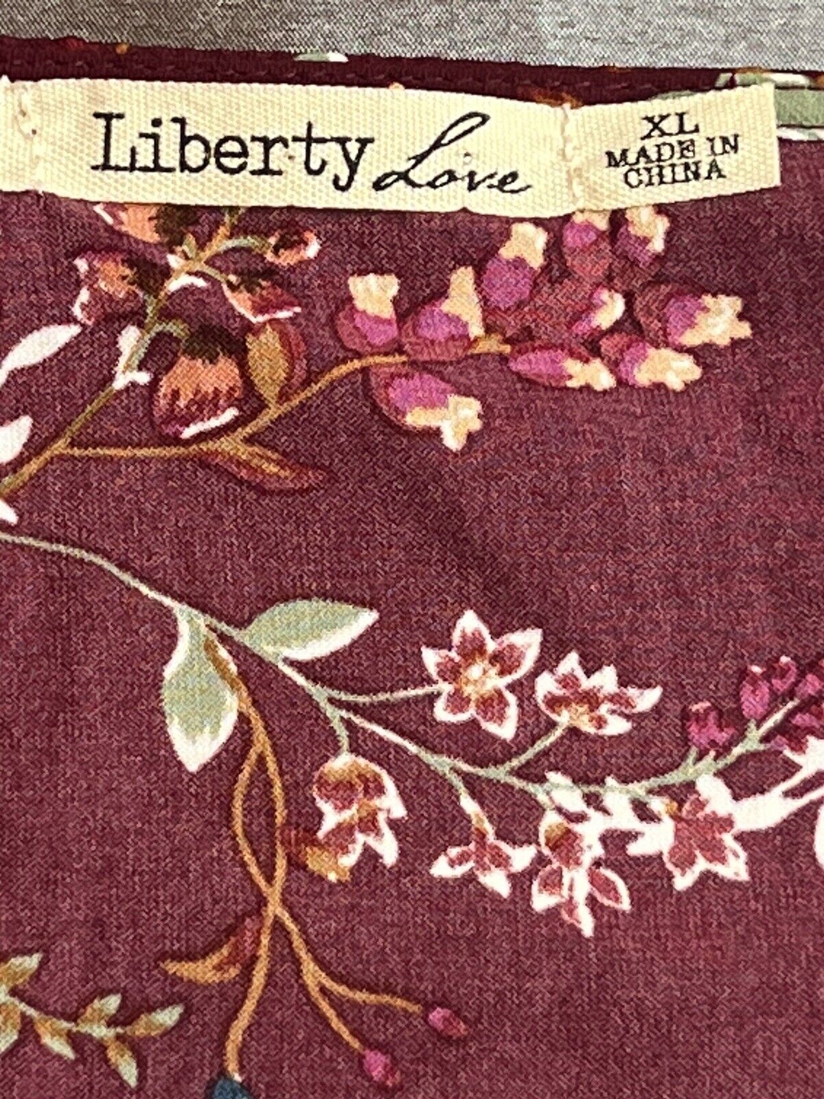 Liberty Love Burgundy Floral Long Sleeve Dress Women’s Sz XL