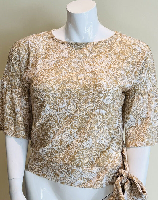 Michael Kors Women’s Blouse Paisley Batik Side Tie Top Sz M