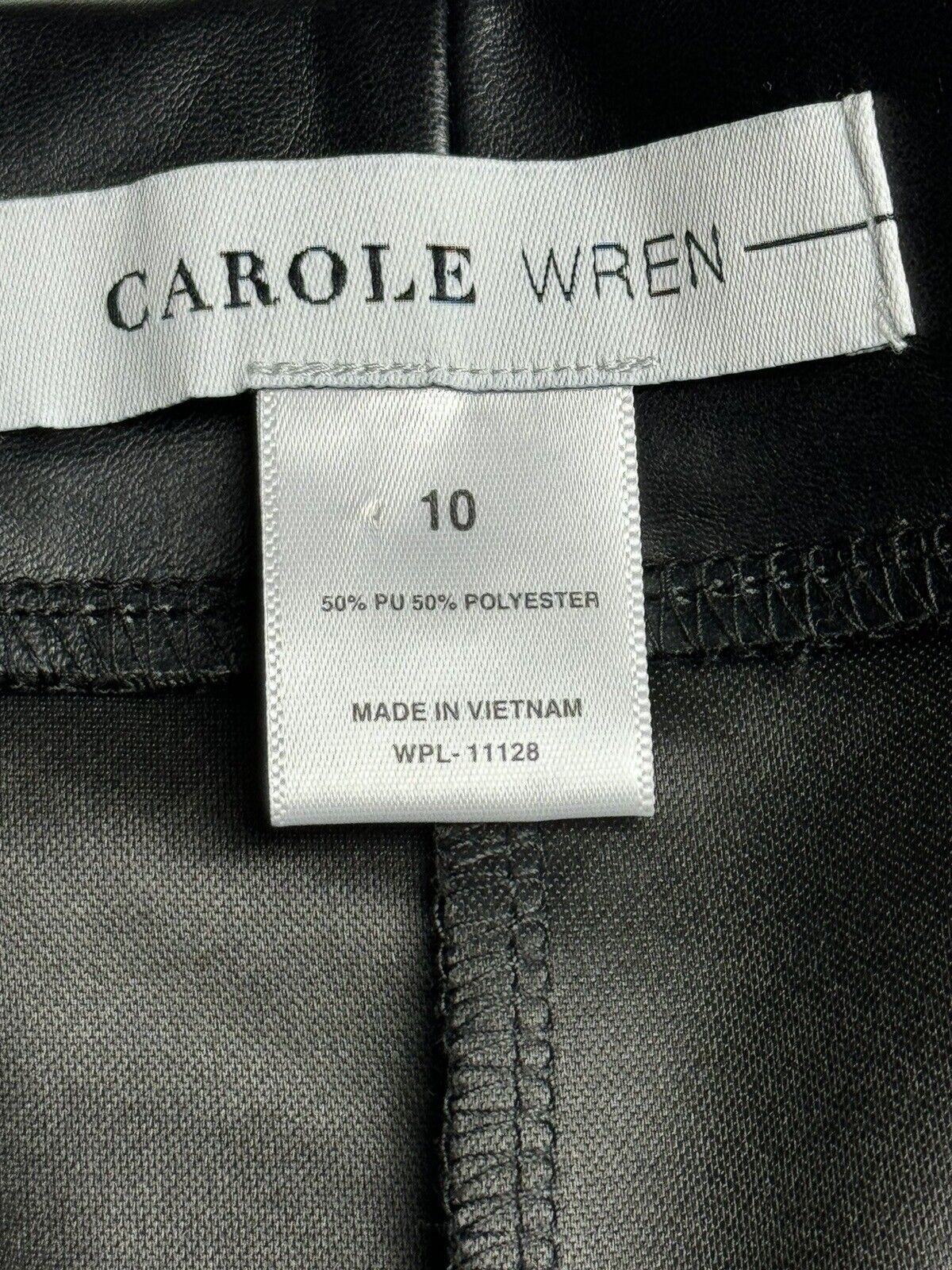 Carole Wren Faux Leather Black Pants Sz 10. (70)