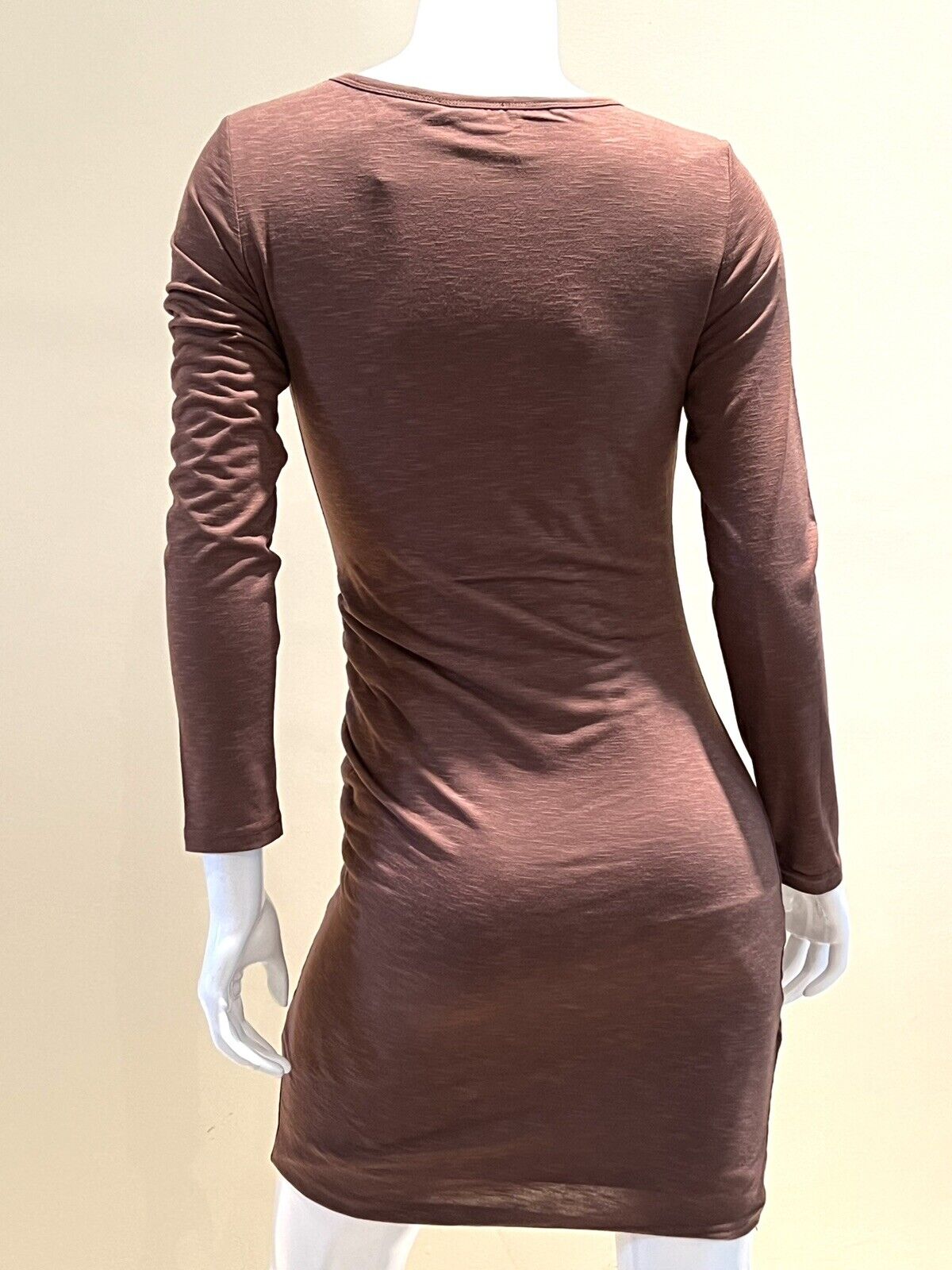 BTFBM Dress Bodycon Long Sleeve Wrap Front Brown Sz S