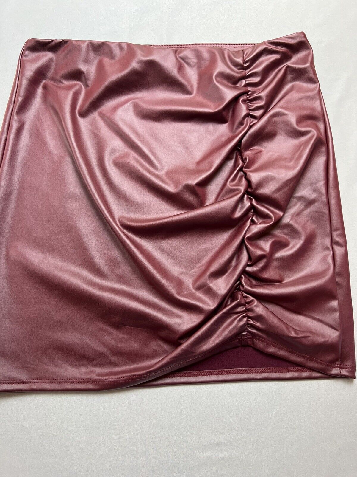 AGRADE Women's Faux Leather Skirt Marron Size XL