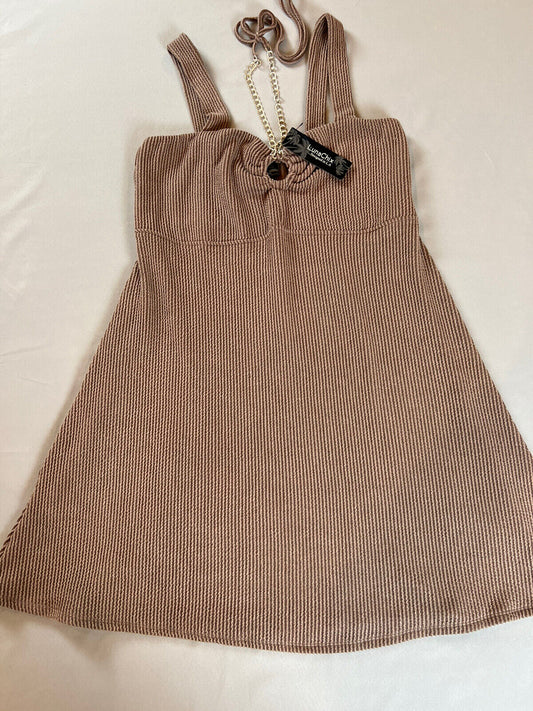 Luna Chix Sz XL Knit Sleeveless Dress Chain Necklace Light Brown