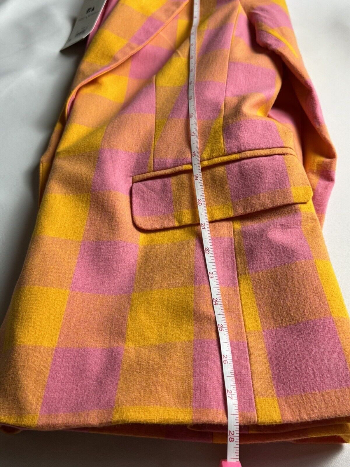 Free Assembly Women's Yellow with Pink Plaid Blazer Jacket Sz M.   (61)