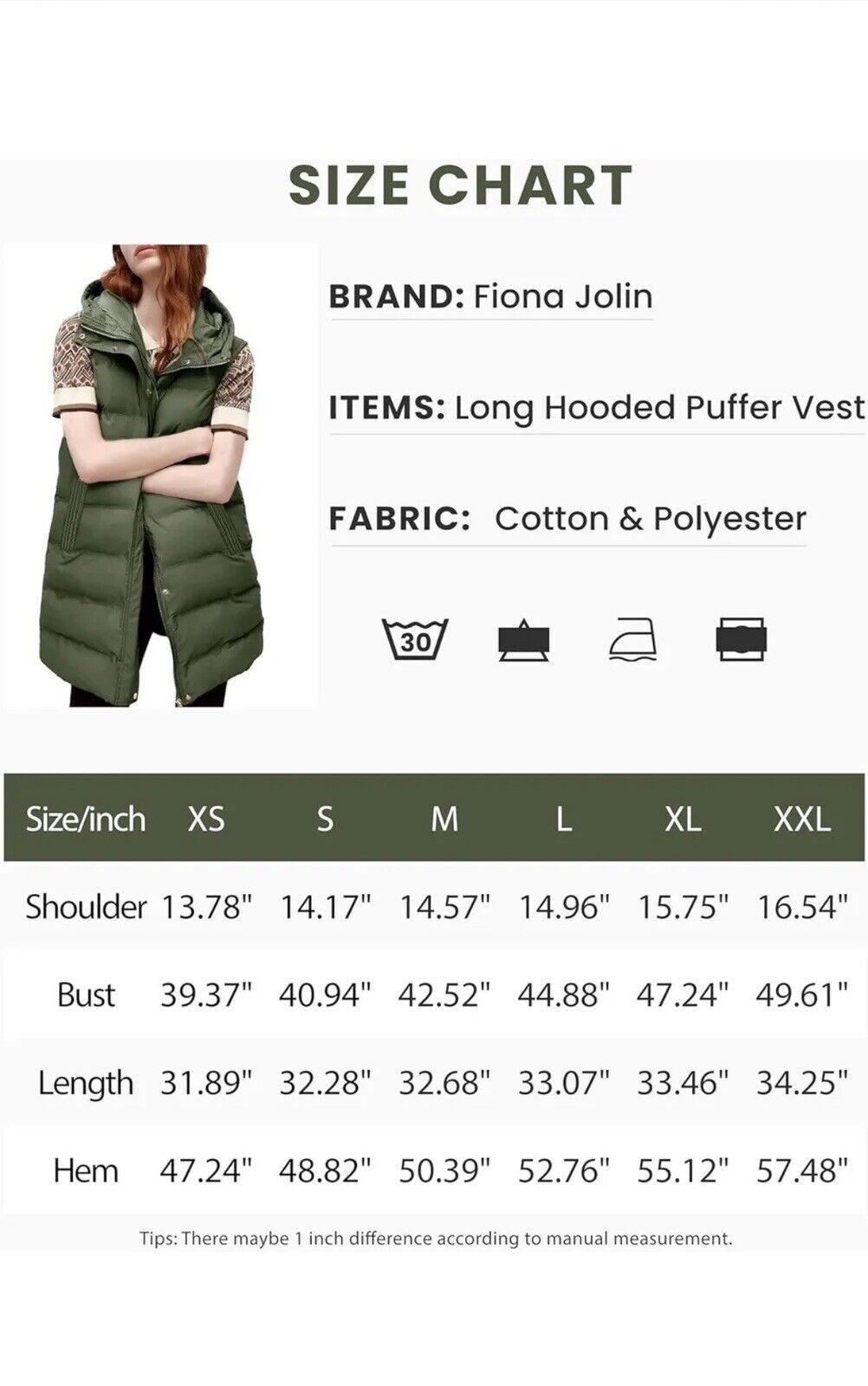 Fiona Jolin Women’s Puffer Vest Green Sz M.   (60)