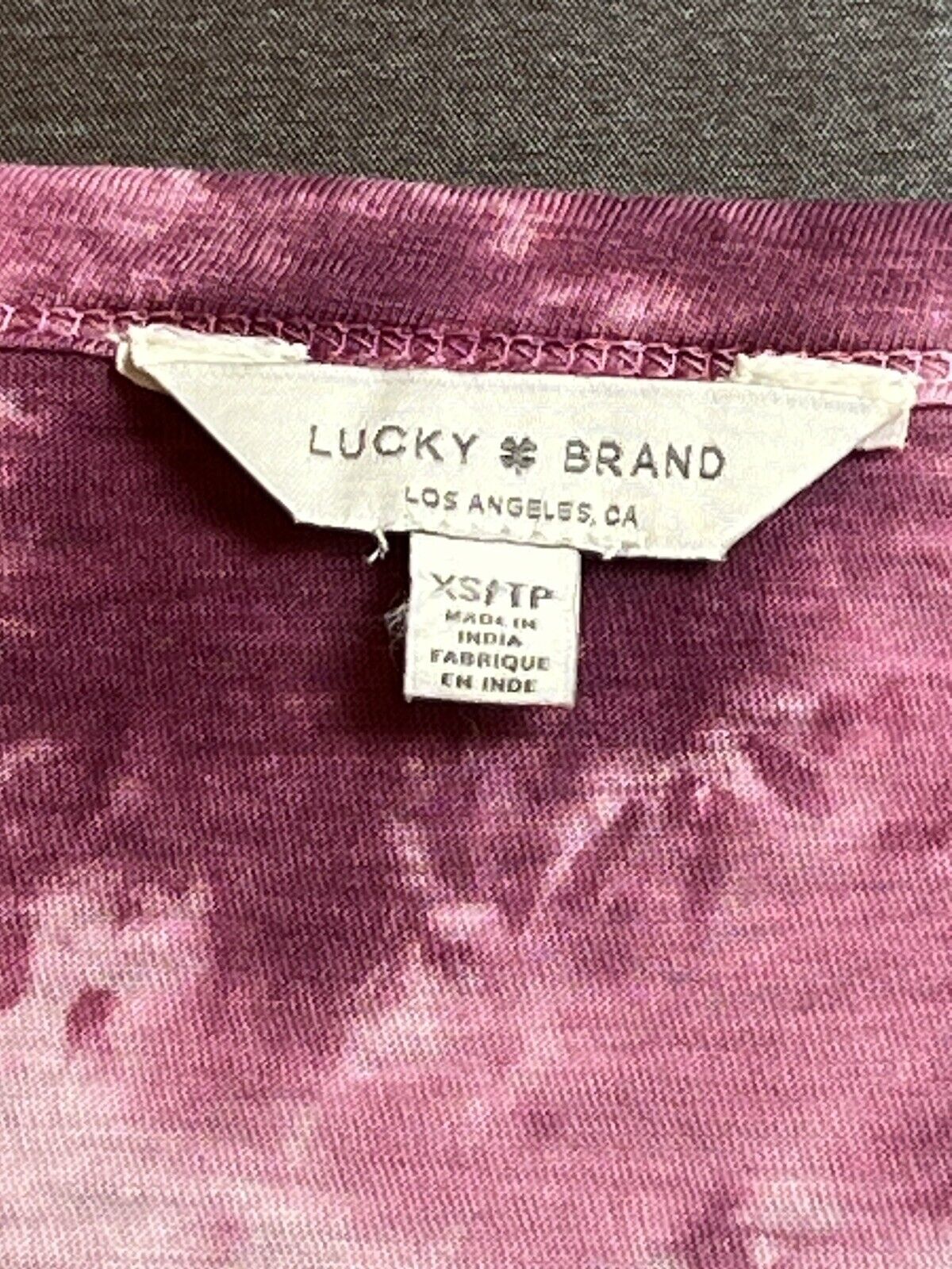 Lucky Brand Women’s Size XS T-Shirt Magenta Pink Tie Dye Top