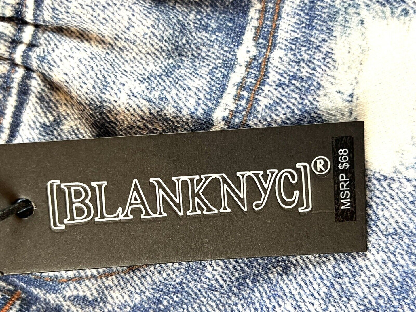 BLANKNYC Knit French Terry Printed Cut Off Denim Short sz M