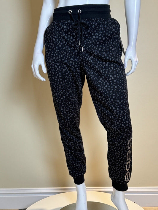 Bebe Women’s Sport Joggers Leopard Pattern Black Gray Sz L. (77)