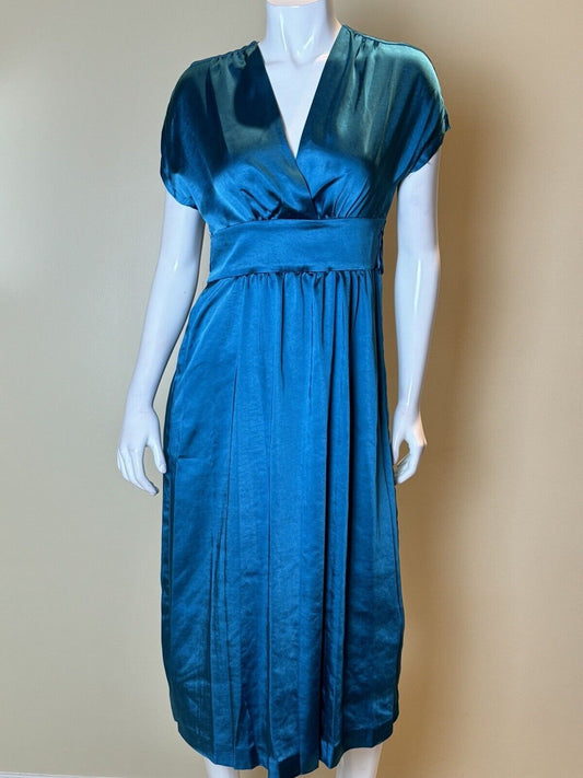 ANNE KLEIN Women’s Blue Satin Waist Tie Pullover Dress Size 2. (77)