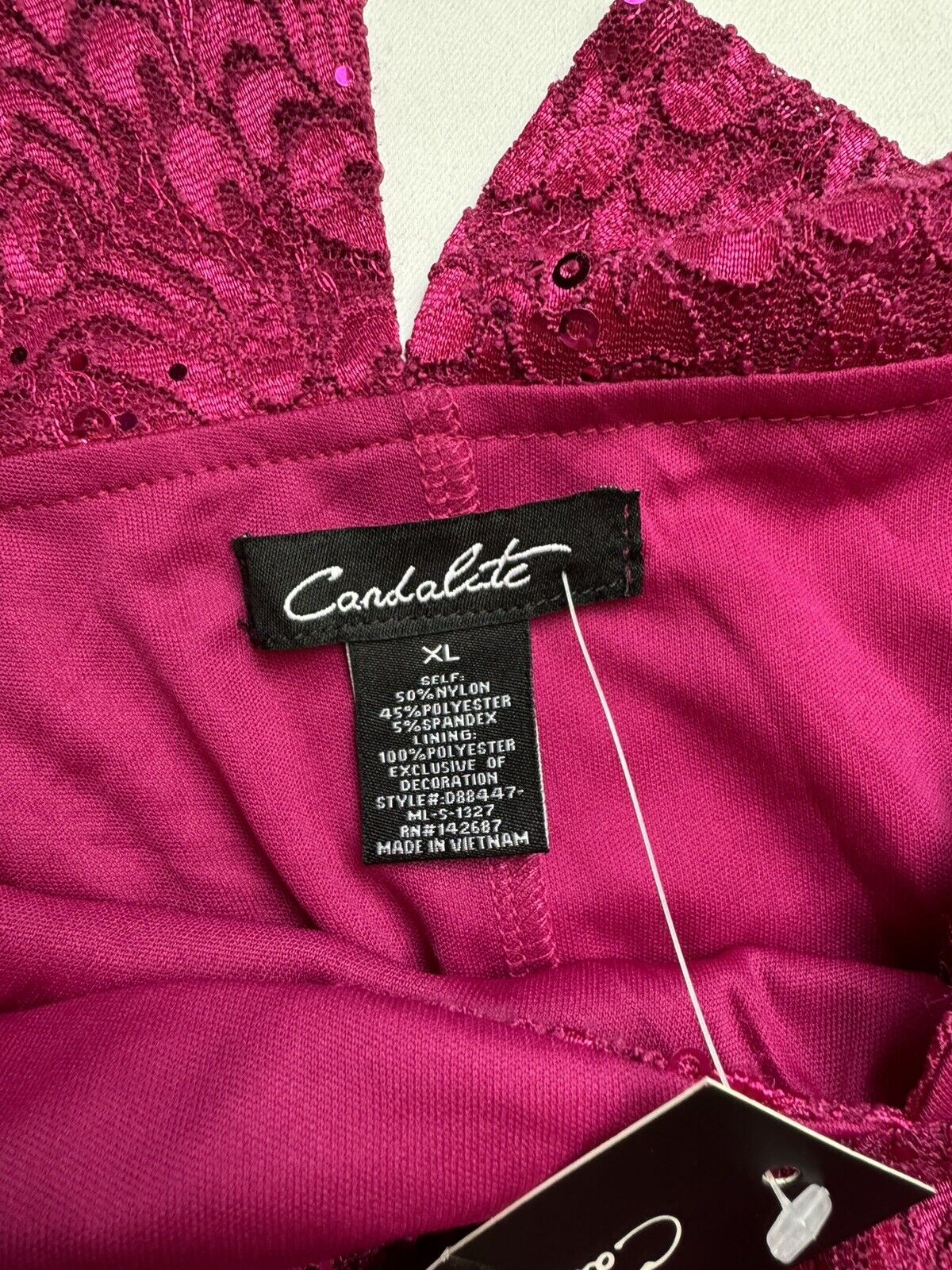 CANDALITE 2 Party Dress Sz XL Sequined Red Fuchsia  (53)